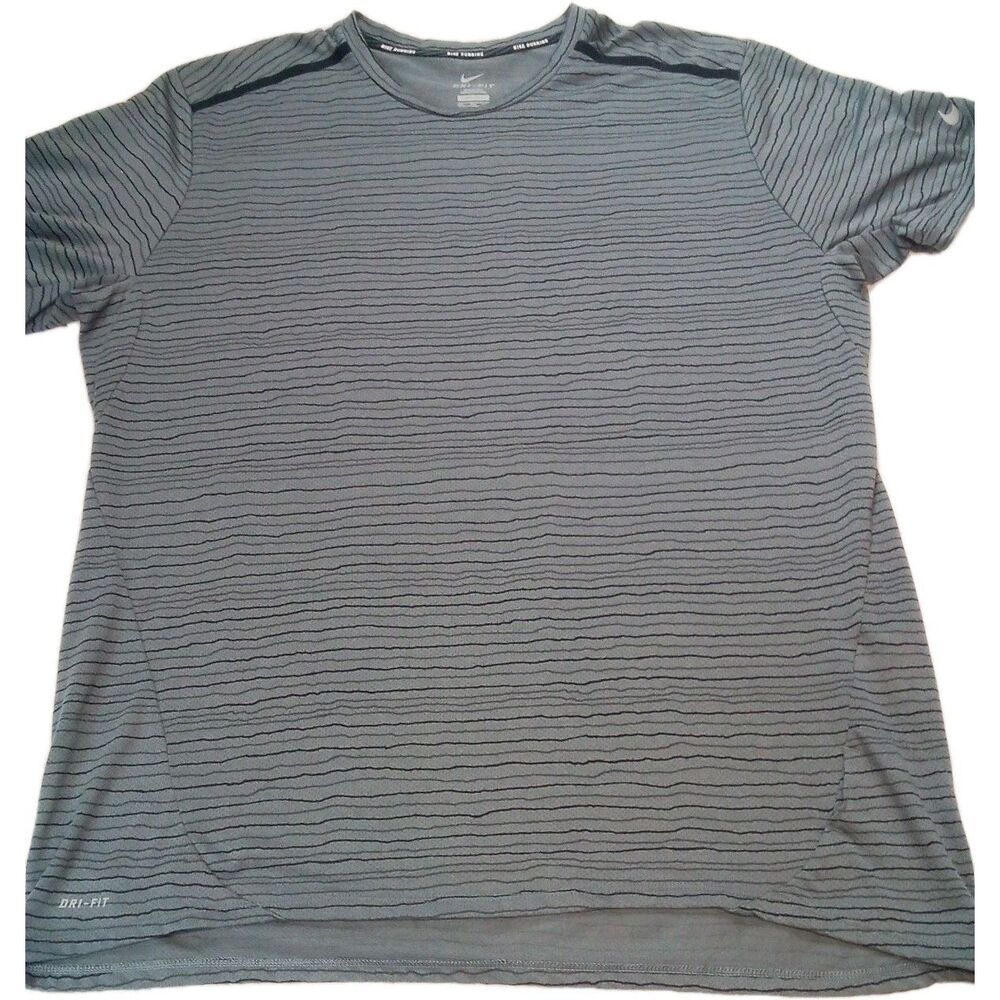 Men's Nike Gray Dri‎ Fit Stripes Shirt Size XXL
